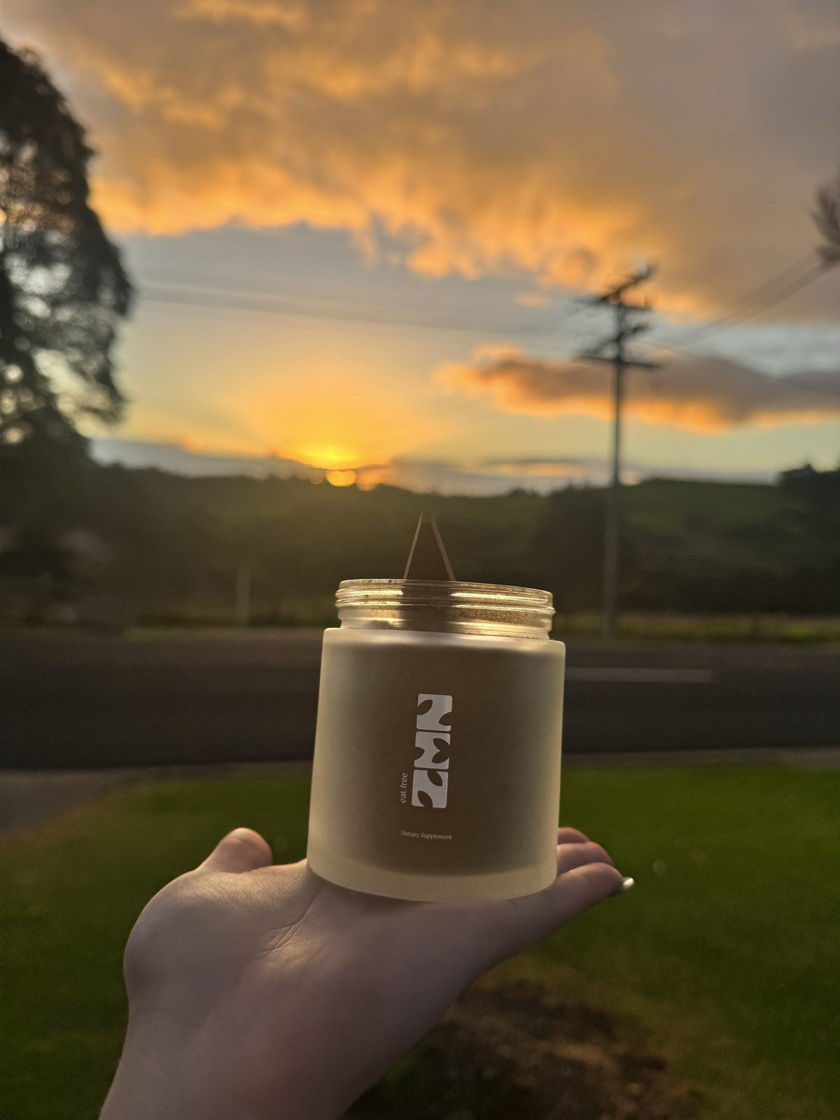 ZEN glass jar at sunset