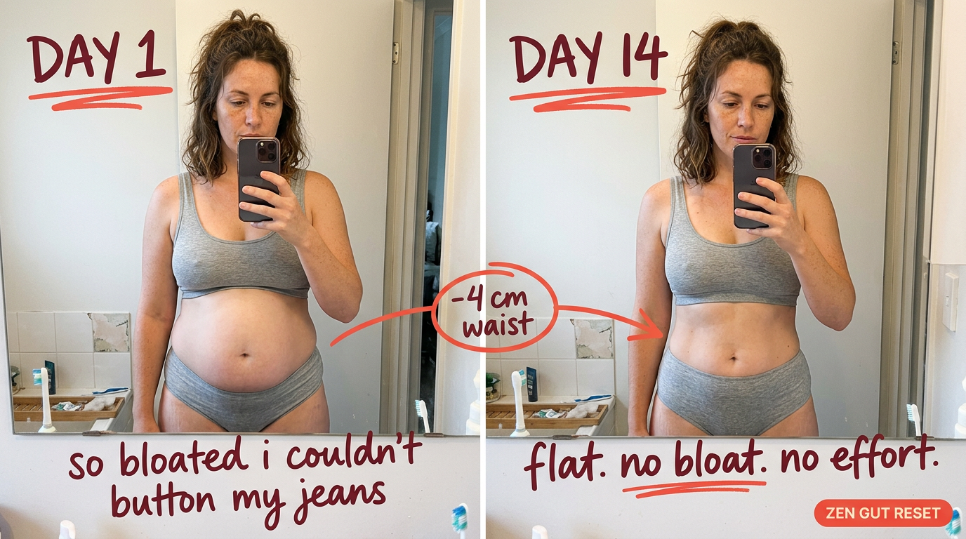 Day 1 to day 14: flat stomach, no bloat