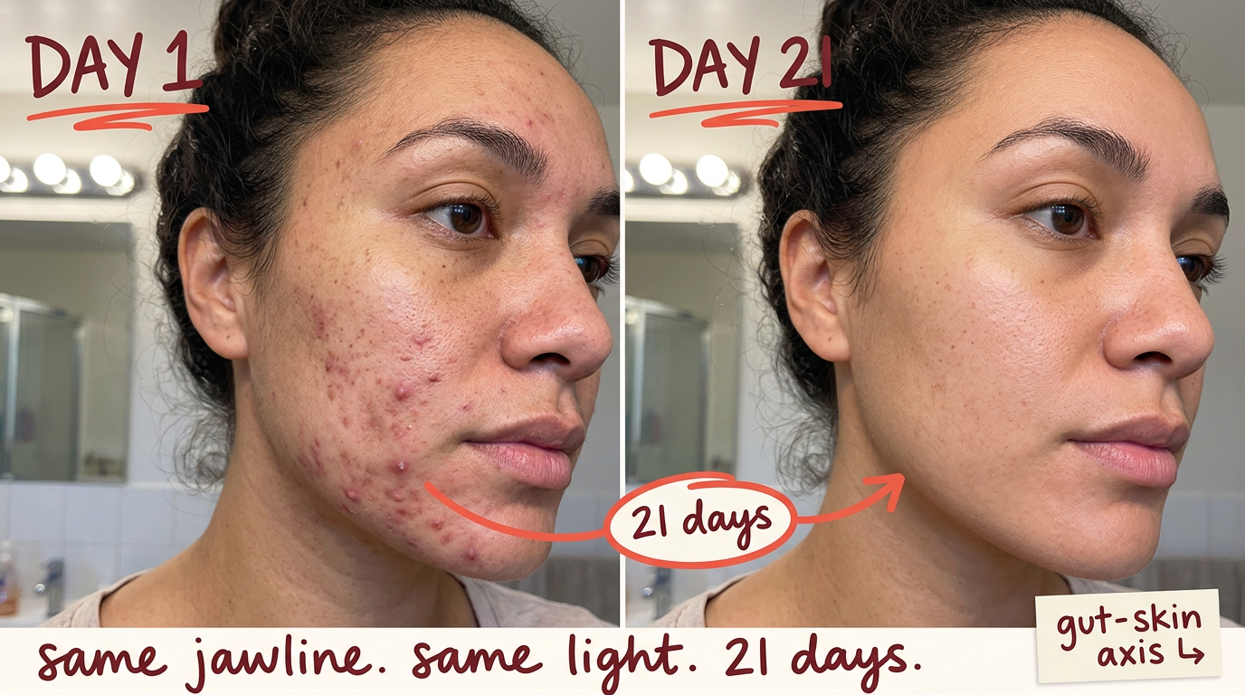 Day 1 to day 21: same jawline, same light